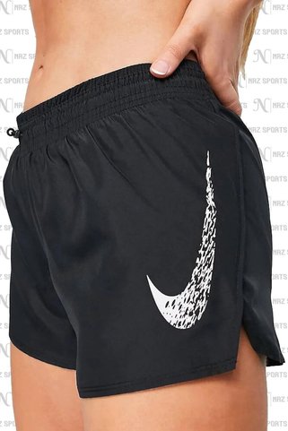 Nike Dri-FIT Swoosh Run Normal Belli Slip Astarlı Siyah Kadın Spor Şort