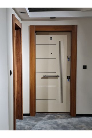Tezdoor Çelik Kapı, Ahşap Kaplama Kasa Düz Model Daire Kapısı, Sol Açılım Çelik Kapı