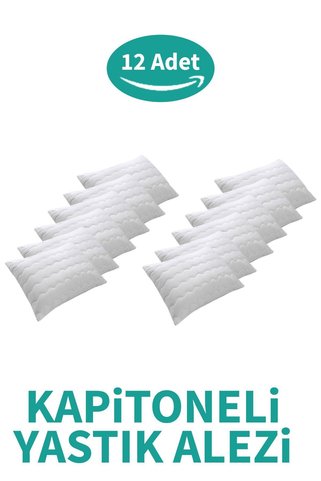 SUVAY Kapitoneli Yastık Alezi Pamuklu Fermuarlı Kapitone Yastık Koruyucu Yastık Kılıfı 12'li