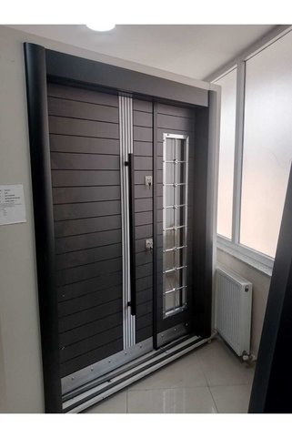 Tezdoor Çelik Kapı, Antrasit Renk Düz Model Apartman Giriş Kapısı ,villa Kapısı, Çelik Kapı Sol
