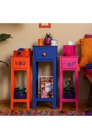 Orta Sofa Bohem Fuşya Mini Komodin