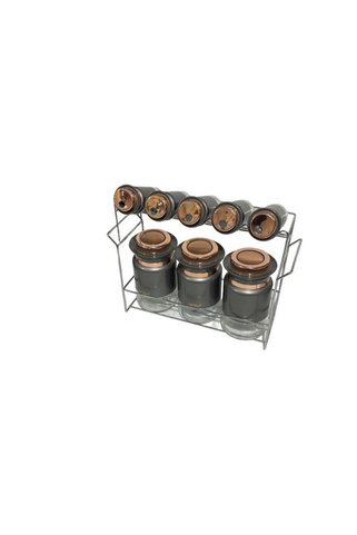 AROW Dritto Standlı 8'li Cam Baharat Takımı Gri Tr-3759