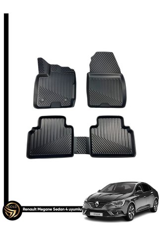 Black Gold Renault Megane 4 Sedan Araca Özel 3D Kauçuk Oto Paspas Sonne