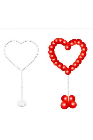 SÜS EVİ Sevgililer Günü Set Kalp balon Standı 30 Adet Kırmızı Balon ve Balon Yapıştırıcı Sevgiliye Kalp set