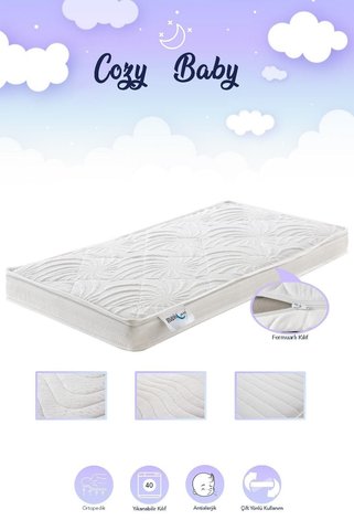 Mavi Ay Yatak Cozy Baby Yatak - 60x120 Cm Bebek Yatağı - Yıkanabilir Kılıflı - Ortopedik