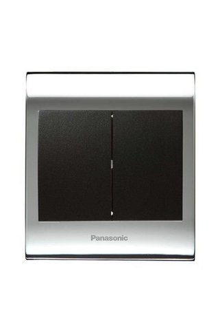 PANASONIC Viko Panasonic Thea Blu İkili Anahtar, Çerçeve Chrome+Beyaz, Kapak Siyah