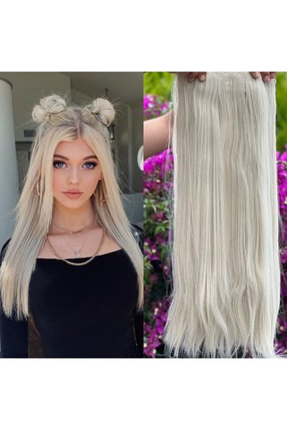 Fenomen Peruk Soğuk Sarı Yarımay +2 Yan Düz Çıt Çıt - 65 Cm Fiber Sentetik