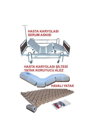 MEDİKALBİM 2 Motorlu Hasta Karyolası+ Hasta Yatağı + Baklava Dilimli Havalı Yatak 3 Ürün Bir Arada