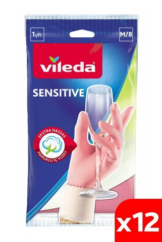 Vileda Sensitive Eldiven No 8 Orta Boy 12'li Paket
