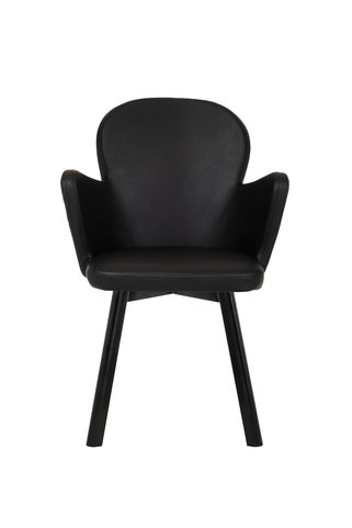 markaelz SİYAH METAL AYAKLI SALON/MUTFAK SANDALYESİ KOLLUKELEBEK (DERİ)