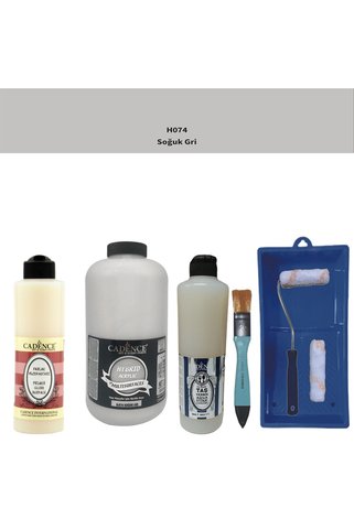 Cadence Banyo Mutfak-Cadence Multi H-074 Soğuk Gri 2000Ml Par Yüzey Ast 500Ml Taş Vernik Mat 500Ml ruloset