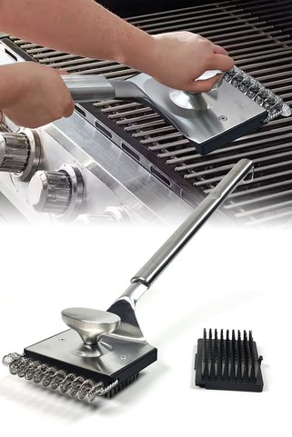 Binbirreyon Gastro Uzun Mangal Temizleme Fırçası 18/0 Çelik Paslanmaz 59cm (YEDEK FIRÇA DAHİL) Af075
