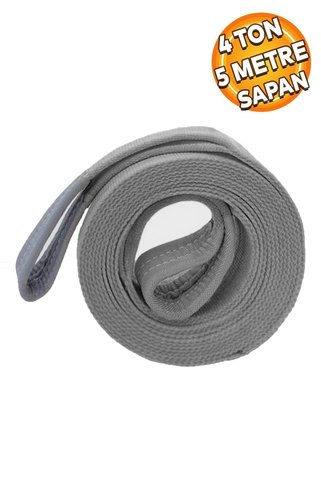 Badem10 Sapan Polyester Spanzet 4 Ton 5 Metre Gri Sağlam Yük Kaldırma Taşıma İndirme Halat