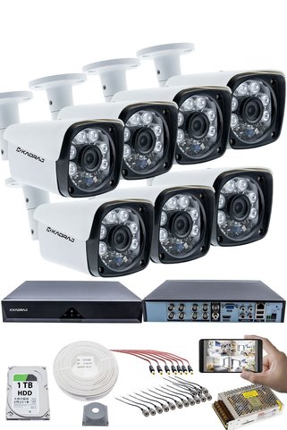 Kadraj 7'LI KAMERA SETİ - 5MP Sony SecuLensli 1080P Full HD, 6 Atom LED, AHD Güvenlik Kamerası Seti, Gece G