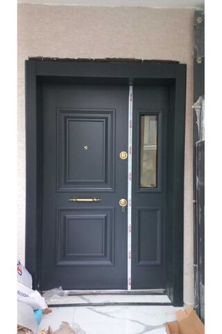 Tezdoor Villa Kapısı Dış Cepheye Dayanıklı Antrasit Renk Lake Boyalı Villa Kapısı