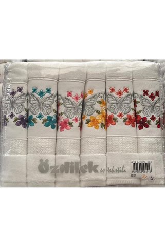 Özdilek Lupine 6'lı Çantalı Nakışlı Havlu Seti