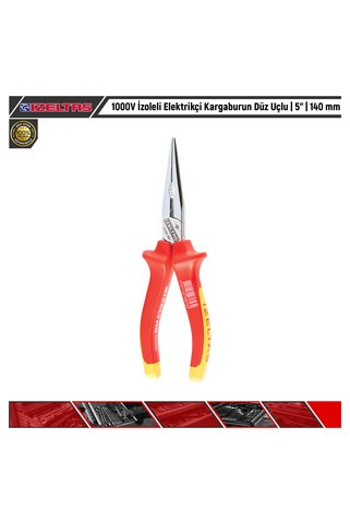 İzeltaş 1000V İzoleli Elektrikçi Kargaburun Düz Uçlu | 5" | 140 mm