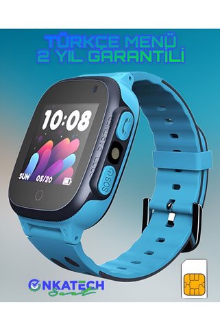 Onkatech Konum Takipli Arama Sim Kart Girişli Ve Sos Özellikli Akıllı Çocuk Saati/ Btk Kayıtlı Yerli Üretim )