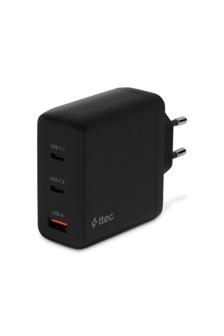 Ttec Süper Hızlı Gan 120w 2x Pd Type C Ve 1x Usb Girişli Şarj Aleti, Akım Ve Isı Korumalı Şarj Adapt