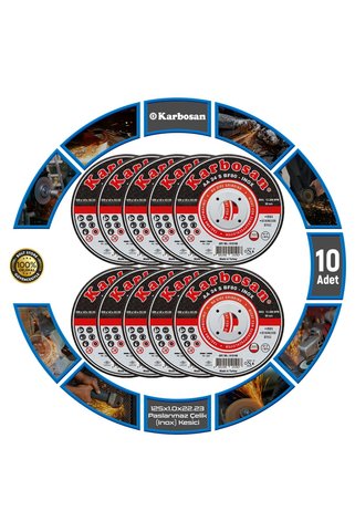 KARBOSAN Paslanmaz Çelik Inox Kesici | 125 x 1.0 x 22.23 mm | 10 Adet