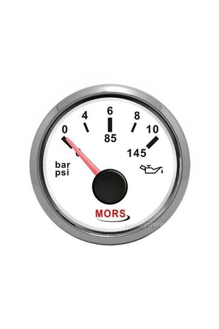 SomayStore Mors Beyaz 10 Bar Yağ Göstergesi 12-24 V Ø: 55 mm
