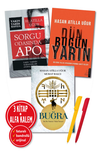Destek Yayınları HASAN ATİLLA UĞUR 3 KİTAP SET (Buğra+ Dün Bugün Yarın+Sorgu Odasında Apo)+Kalem-Destek Yayınları