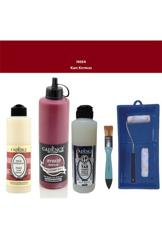 Cadence Banyo Mutfak Boyası-Cadence Multi H-054 Kan Kırmızı 500Ml Pya250Ml Taş Vernik Mat 250Ml Saten Rulo