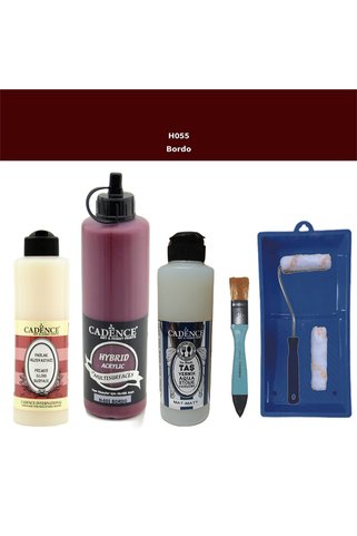 Cadence Banyo Mutfak Boyası-Cadence Multi H-055 Bordo 500Ml Pya250Ml Taş Vernik Mat 250Ml Saten Rulo