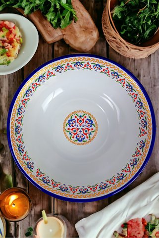 İnci Emaye 40 No 8 Litre Emaye Leğen Çırpma Ve Karıştırma Kabı.hamur Leğeni.meyvelik.çeyiz. Büyük Kase