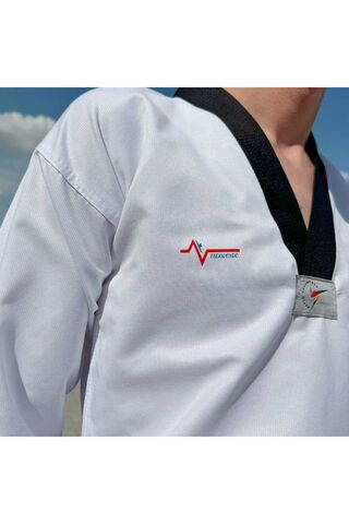 Fitilli Siyah Yaka Taekwondo Elbisesi Dobok Üst Kuşak