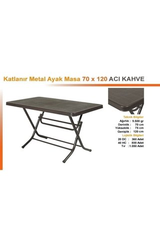 Özel Yapım Kaliteli Plastik Katlanır Masa - Bahçe Ve Balkonlarda Kolay Kullanım 70x120 Ölçülerinde Masa