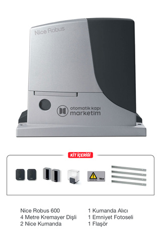 NİCE Robus 600 Kit - 2 Kumanda + Alıcı + Flaşör + Fotosel + 4 Metre Dişli