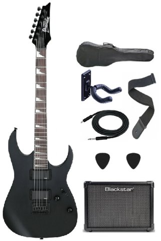 IBANEZ GRG121DX BKF GIO Serisi Siyah Flat Elektro Gitar Set