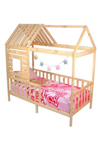 MiniWood Montessori Yatak Çocuk Yatak Pencereli Çatılı Çam 90x190 Elit