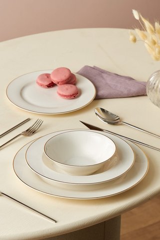Karaca Elegance Bone Rebeca 24 Parça 6 Kişilik Yemek Takımı Gold