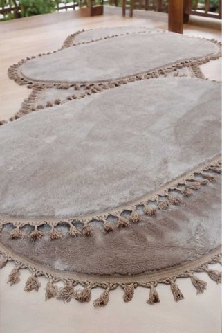 ALTUN CARPET 3lükarbeyaz 6renk Modern Post Pelüş Kaymazponpon Saçaklı Yatakodasıtakımı 1 Adet 60*300 2adet 60*150