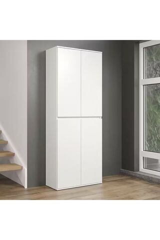YURKUR MOBİLYA Çok amaçlı beyaz dolap 4 kapaklı dolap gardırop yatak odası dolabı çocuk odası dolabı