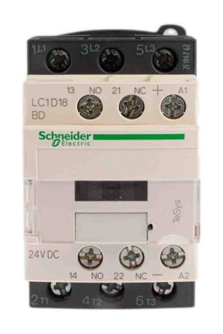 Schneider Electric Schneider LC1D18BD TeSys D 18 A 7,5 kW 24V DC Kontaktör 3 Kutuplu 1NO+1NC AC-3