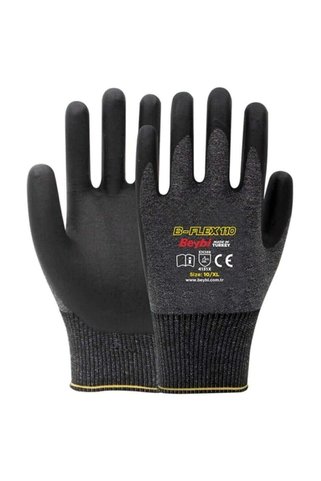 Beybi B-flex110 Siyah Likralı Nitril Iş Eldiveni 7 Beden 12 Çift