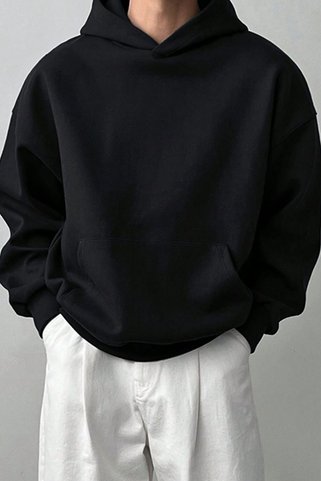 NAKRUF Erkek Kapüşonlu Siyah Sweatshirt Oversize Hoodie