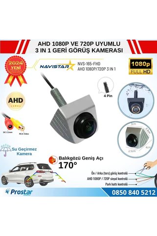 Navistar Ayarlanabilir Başlıklı AHD 1080P ve 720P Çevrilebilir 170 Derece Geniş Açılı Geri Görüş Kamerası