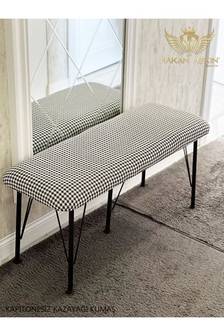 BY HAKAN AŞKIN Metal Ayaklı Kazayağı Kumaş Kapitonesiz 38x100 cm Puf & Bench