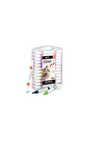 Rich Art-X Acrylic Marker Duo Marker Çift Uçlu Su Bazlı Boyama Kalemi 24 Renk Set