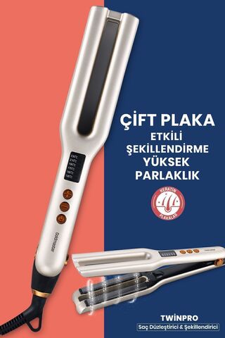 GOLDMASTER Twinpro Dijital Ekranlı Keratin Seramik Çift Plakalı İyonik Saç Düzleştirici