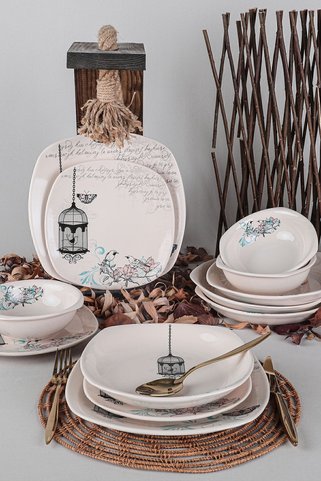 Keramika Retro Yemek Takımı 24 Parça 6 Kişilik