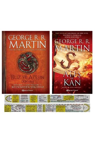 Epsilon Yayınevi Taht Oyunları Game of Thrones 2 Kitap Set / Buz ve Ateşin Dünyası (Ciltli)+Ateş ve Kan + Mat. Cetvel