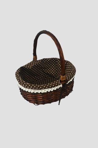 es home collection Hasır Kulplu Piknik Sepeti Kahve Orta Boy Sepet Ht18b232s