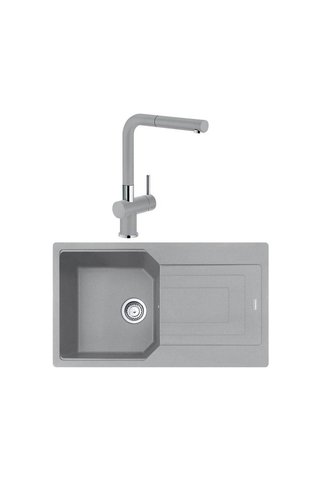 Franke UBG 611-86 Granit Stone Grey Evye, Active Plus Doccia Stone Grey Armatür