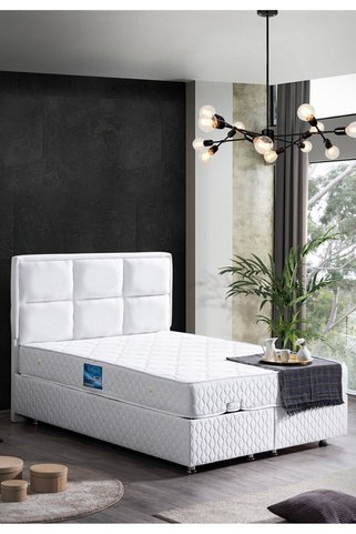 Setay Grand Ikili Set, Çift Kişilik Baza Başlık Seti, Beyaz