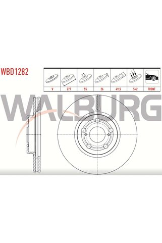 WALBURG Fren Diski Toyota Avensis T25 03-08 Ön - 277 MM - WALBURG